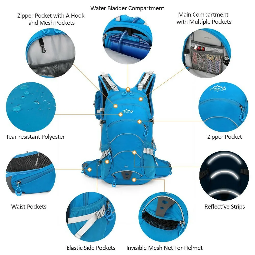 20L Cycling Backpack Waterproof Men Women Bike Backpack with Helmet Net for Running Cycling Hiking Biking Camping