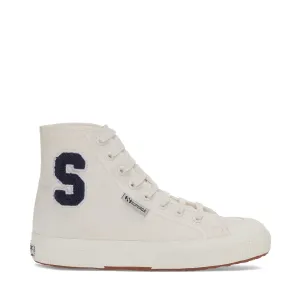 2295 Cotton Terry Patch High Top Sneakers - White Avorio Navy