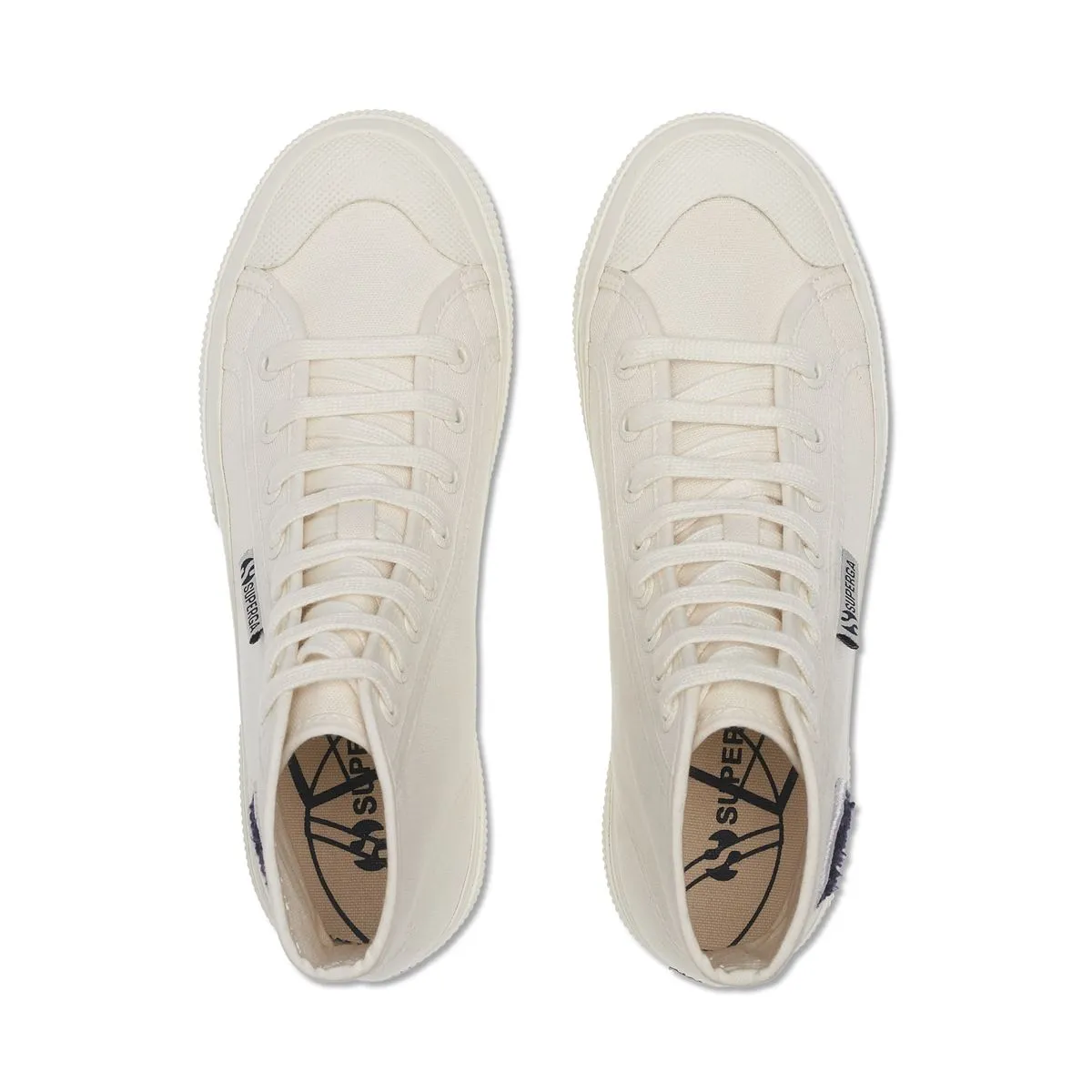 2295 Cotton Terry Patch High Top Sneakers - White Avorio Navy