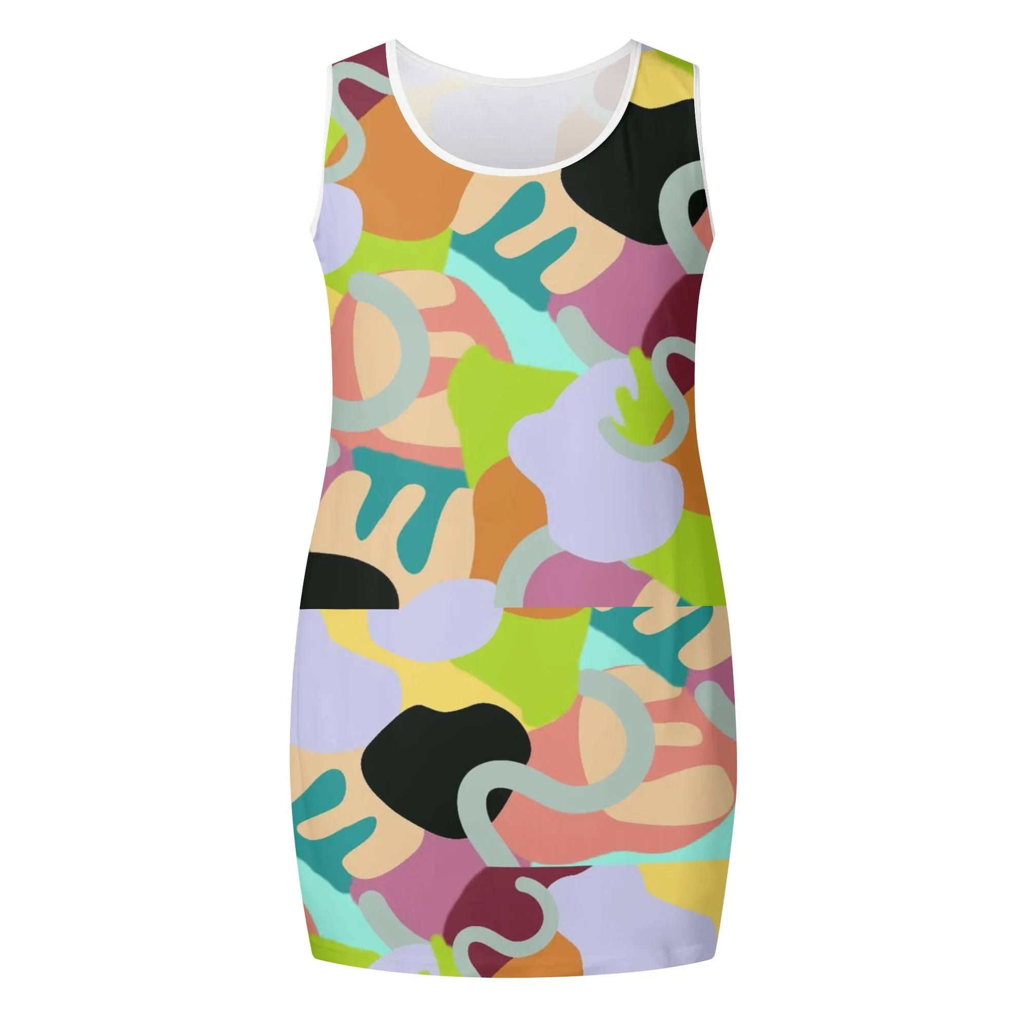 Abstract Wild Women's Sleeveless Mini Dress Voluptuous ( ) Plus Size