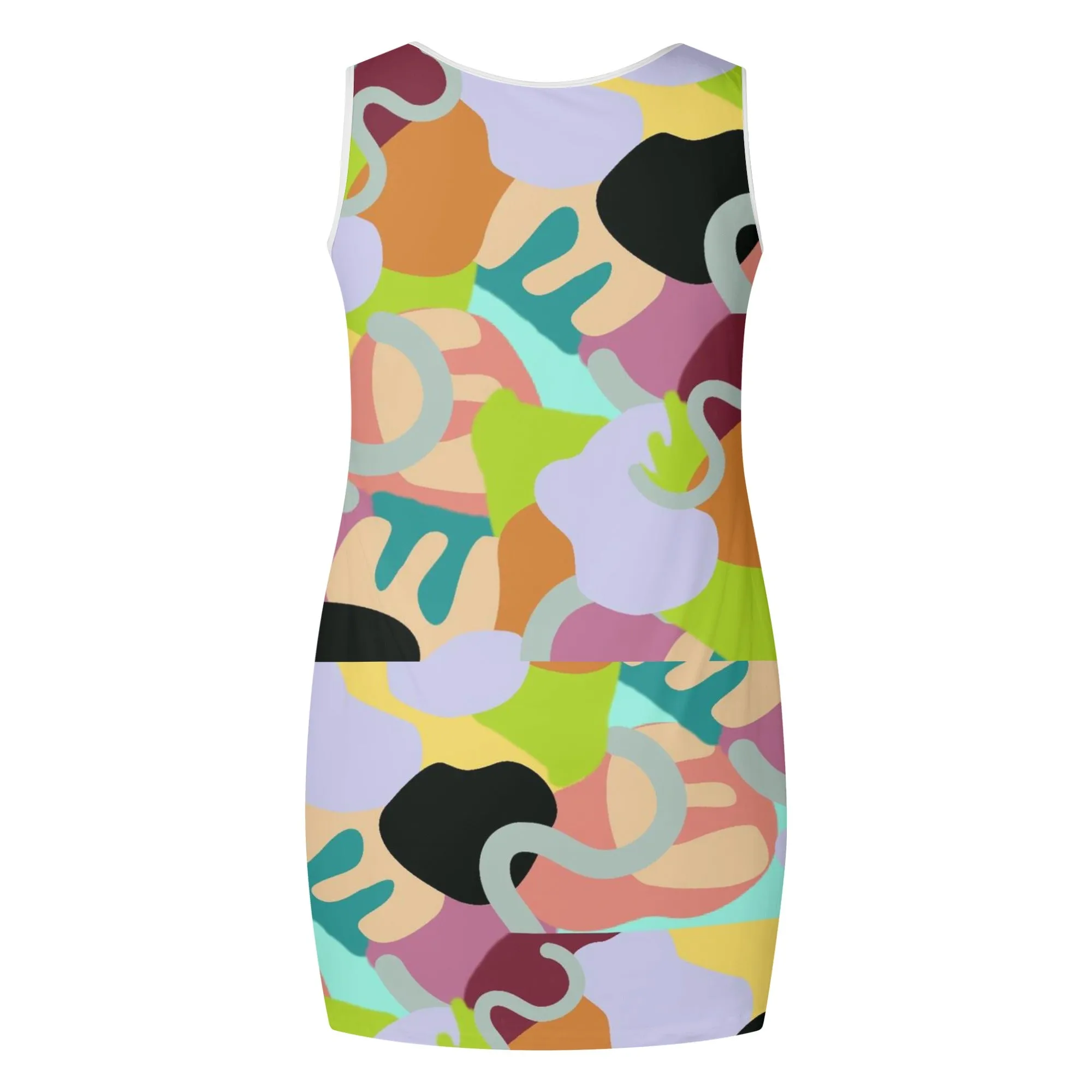 Abstract Wild Women's Sleeveless Mini Dress Voluptuous ( ) Plus Size