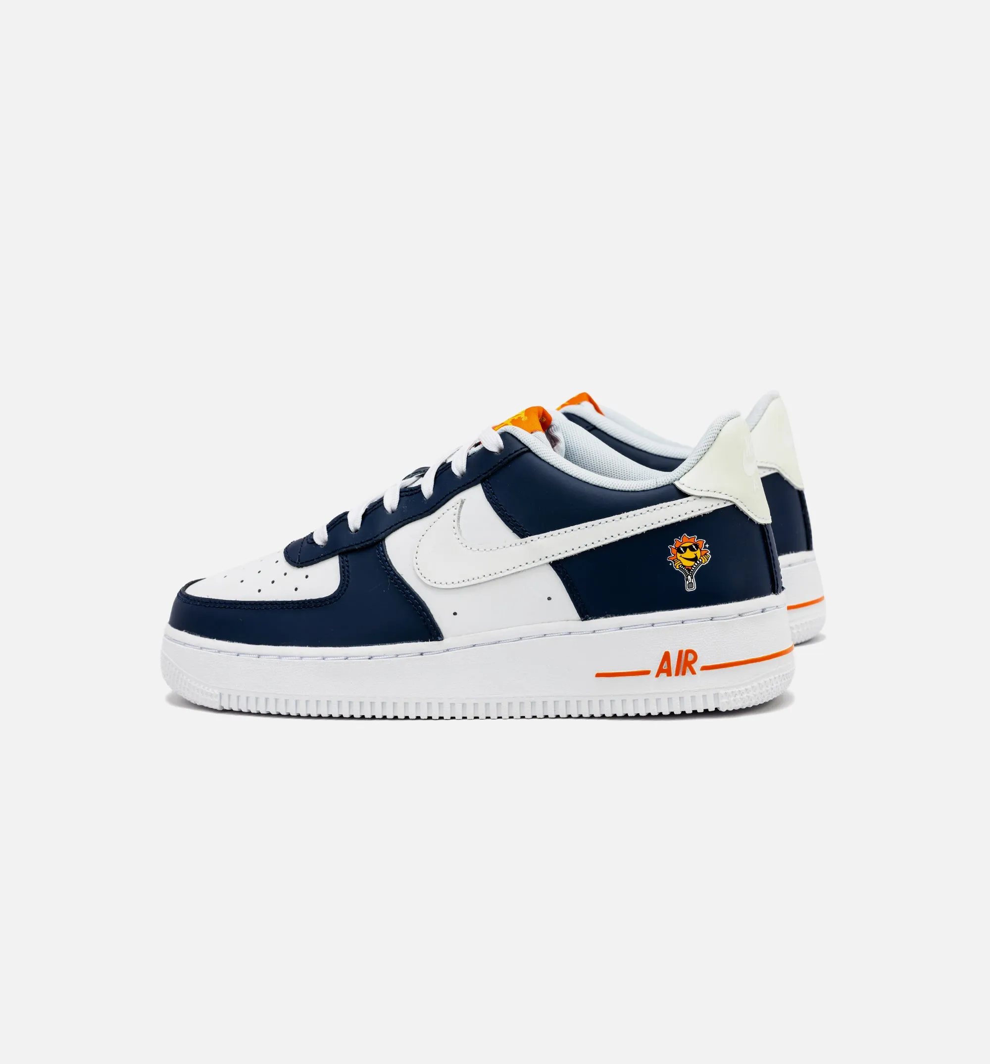 Air Force 1 LV8 Grade School Lifestyle Shoe - Midnight Navy/Safety Orange