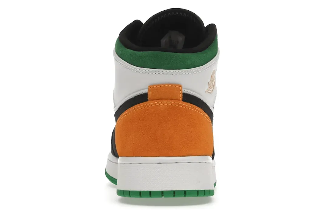 Air Jordan 1 Mid SE White Laser Orange Lucky Green (GS)