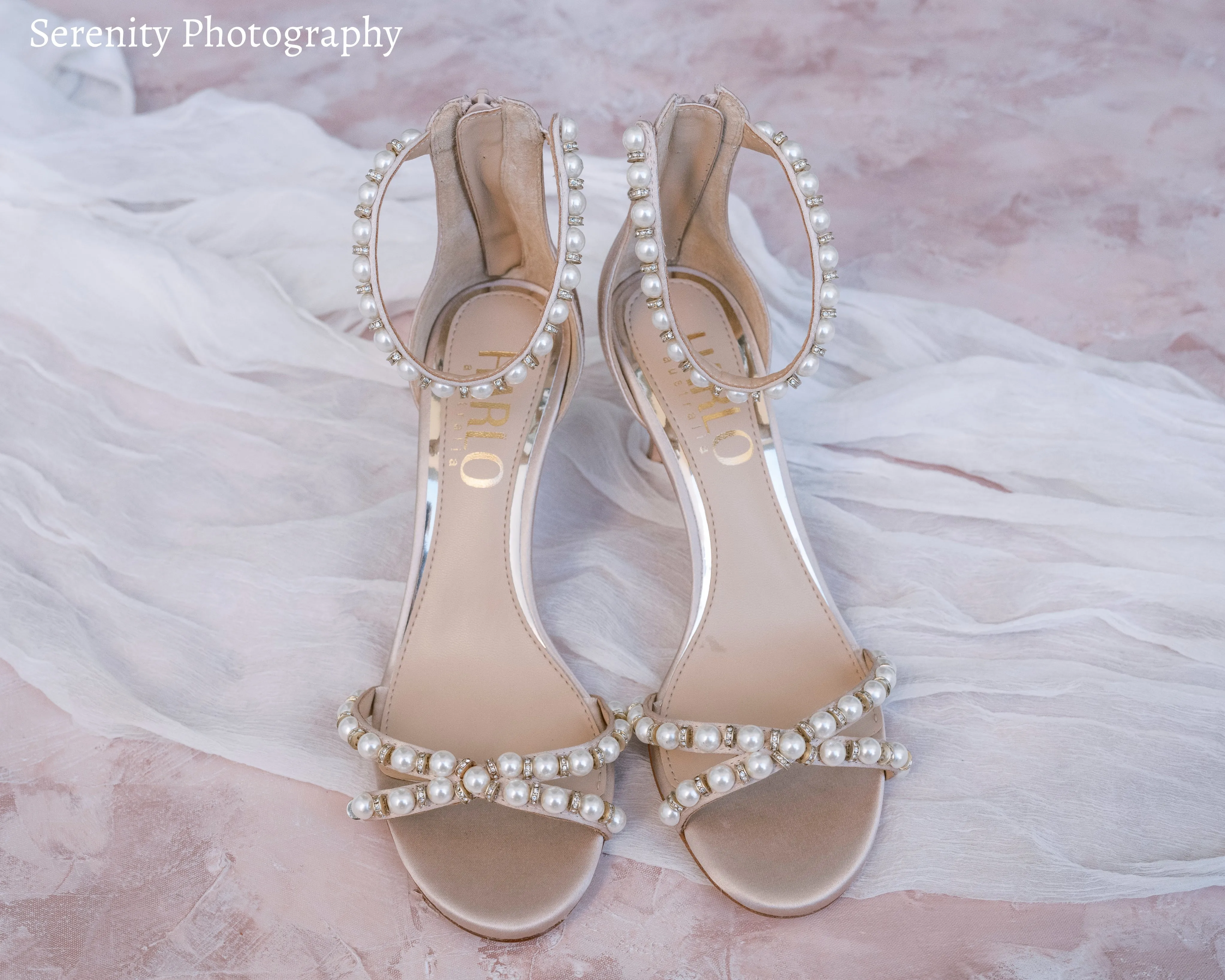 Alexandra - Nude Pearl Bridal Block Heel