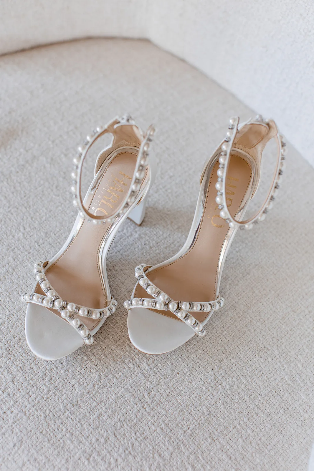 Alexandra - White Pearl Bridal Block Heel