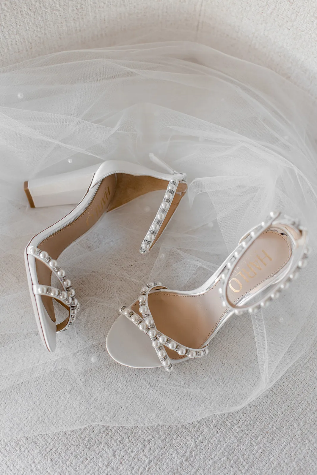 Alexandra - White Pearl Bridal Block Heel