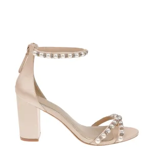 Alexene - Nude Pearl Low Block Bridal Heel