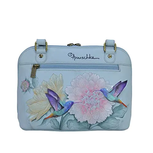 Anuschka Women's Hand-Painted Genuine Leather Zip Around Everyday Crossbody - Rainbow Birds