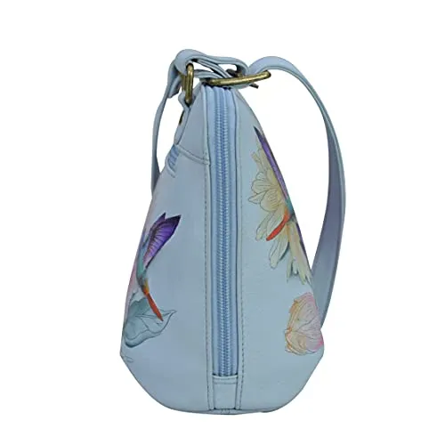 Anuschka Women's Hand-Painted Genuine Leather Zip Around Everyday Crossbody - Rainbow Birds