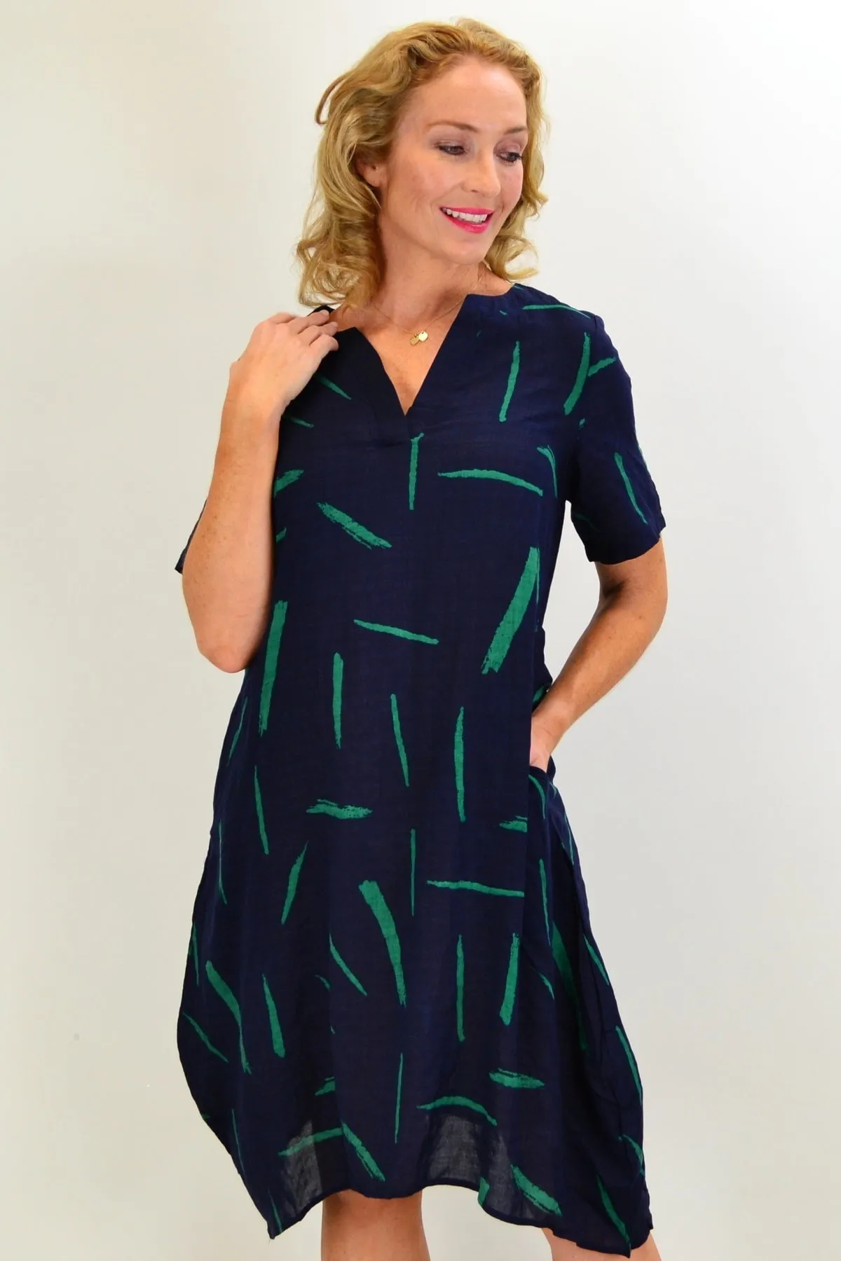 Blue Green Splash Tunic Dress