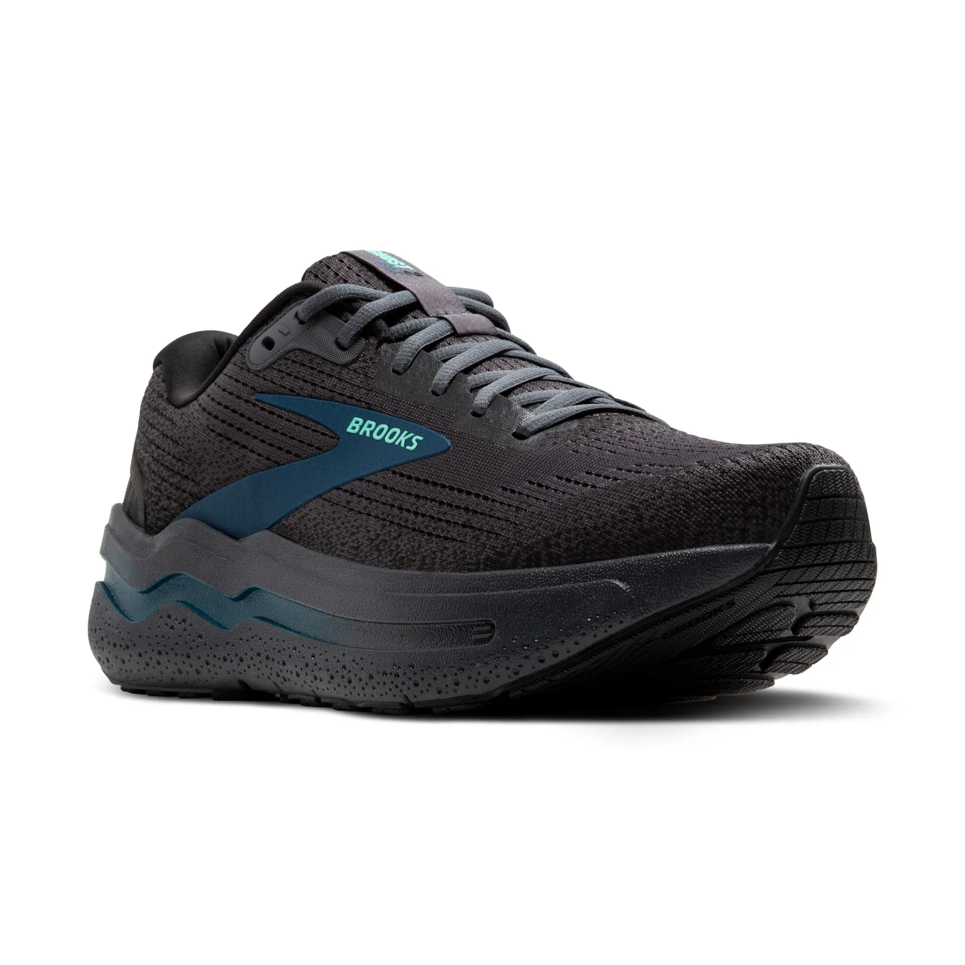 Brooks Mens Ghost Max 2 Wide- Ebony/Cockatoo/Blue Sapphire (1104312E081)