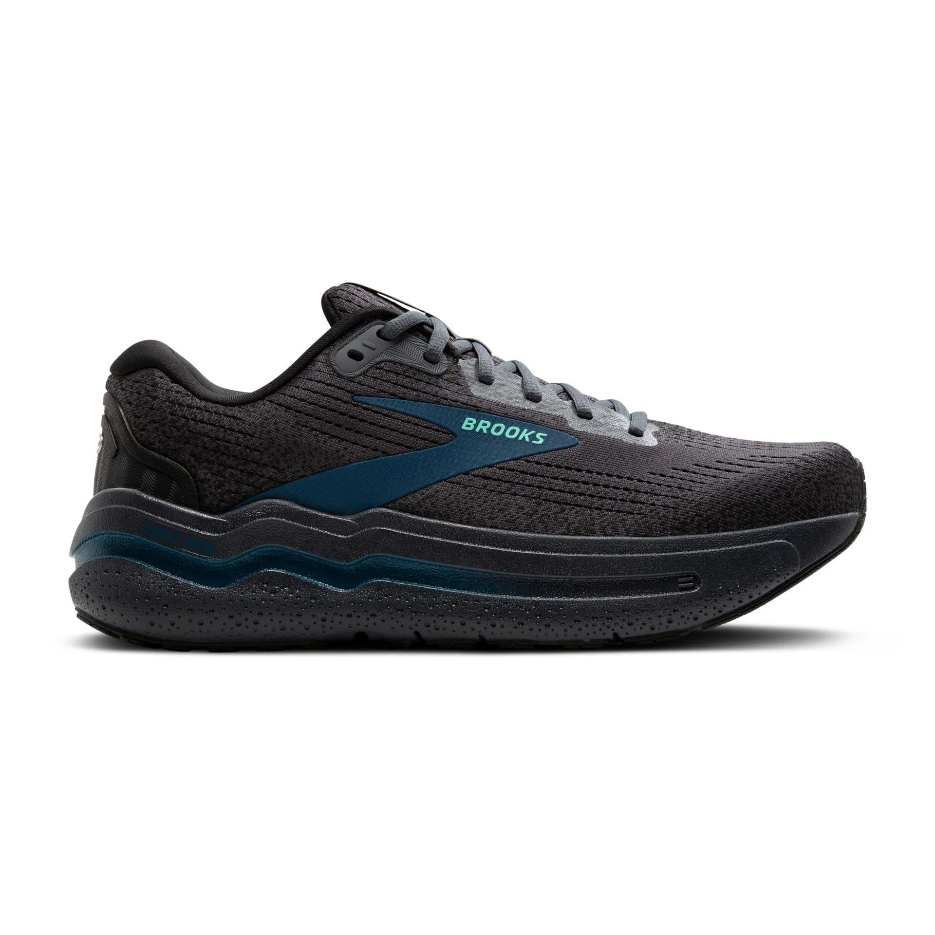 Brooks Mens Ghost Max 2 Wide- Ebony/Cockatoo/Blue Sapphire (1104312E081)