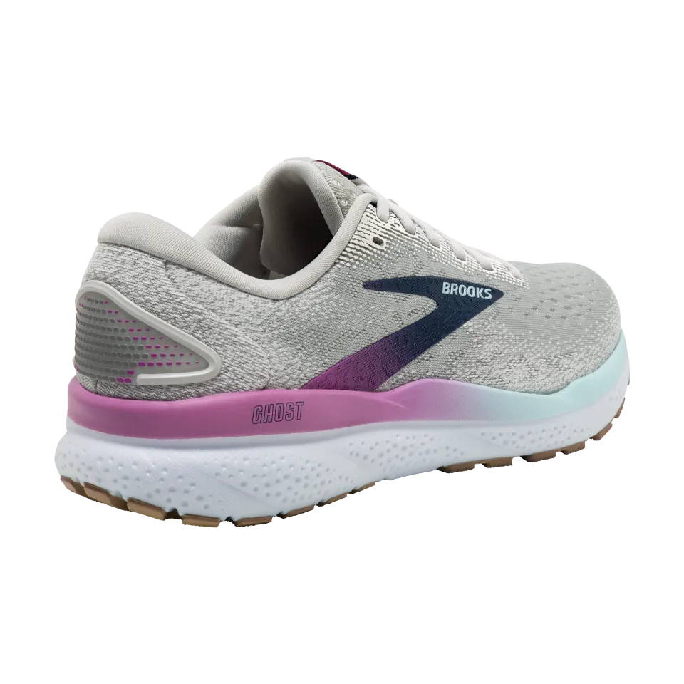 Brooks Women's Ghost 16 B Width White/Grey/Estate Blue