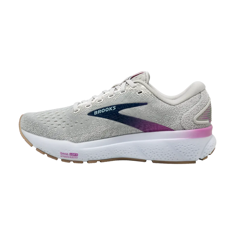 Brooks Women's Ghost 16 B Width White/Grey/Estate Blue