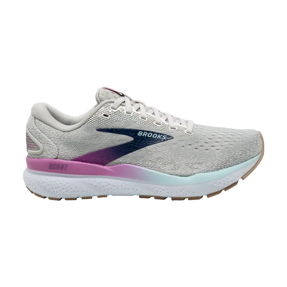 Brooks Women's Ghost 16 B Width White/Grey/Estate Blue