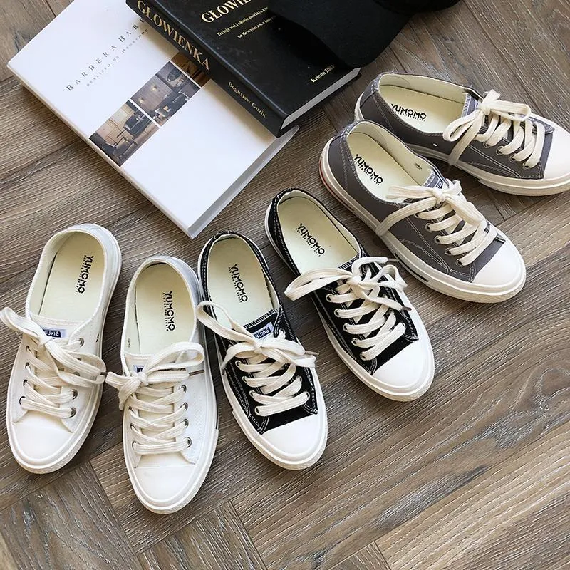 Casual White Toe Lace Up Canvas Sneakers