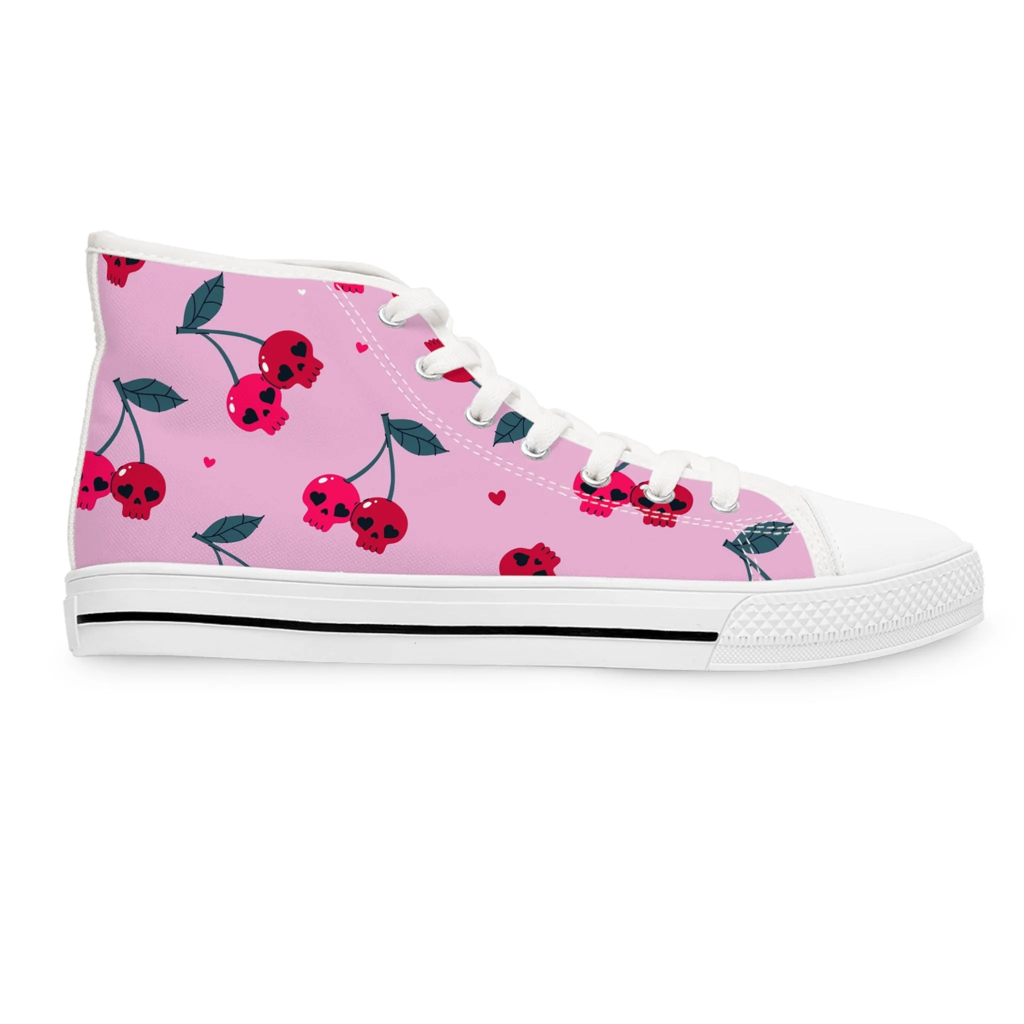 Cherry Red Skeletons Women's High Top Sneakers