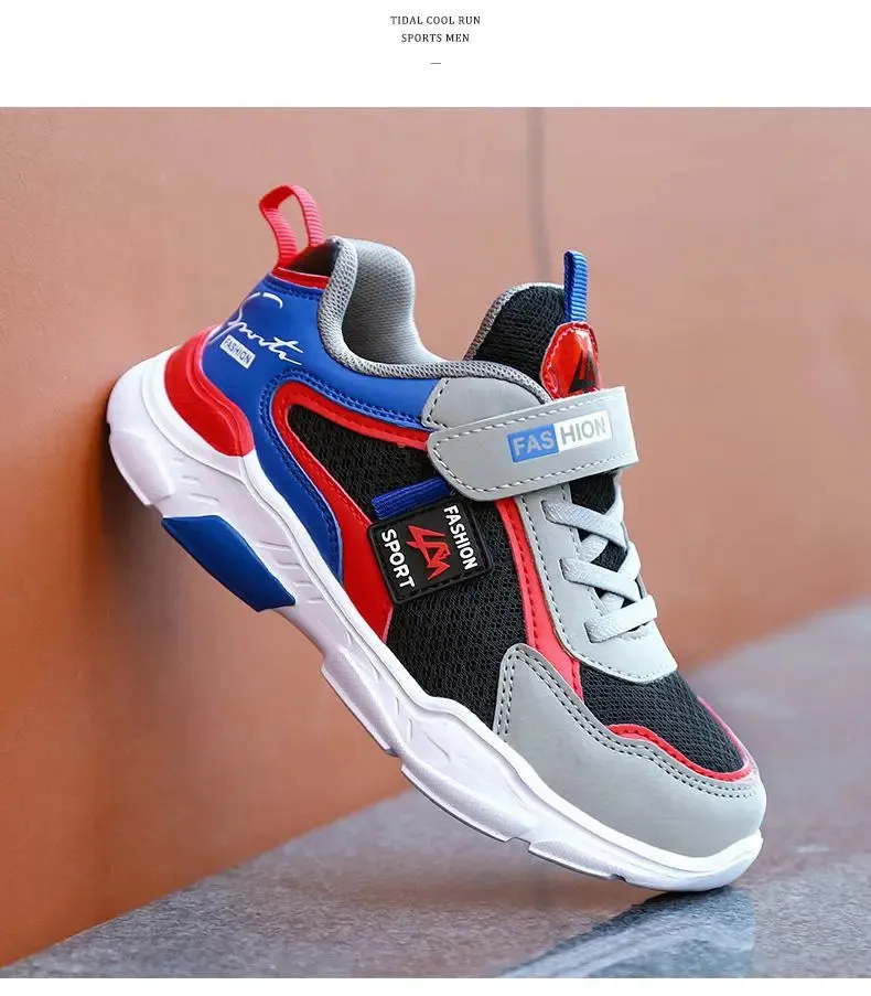 Children Casual Shoes for Boys Breathable Sneaker Summer Air Mesh Kids Hook & Loop Students School Shoe Size 28-40