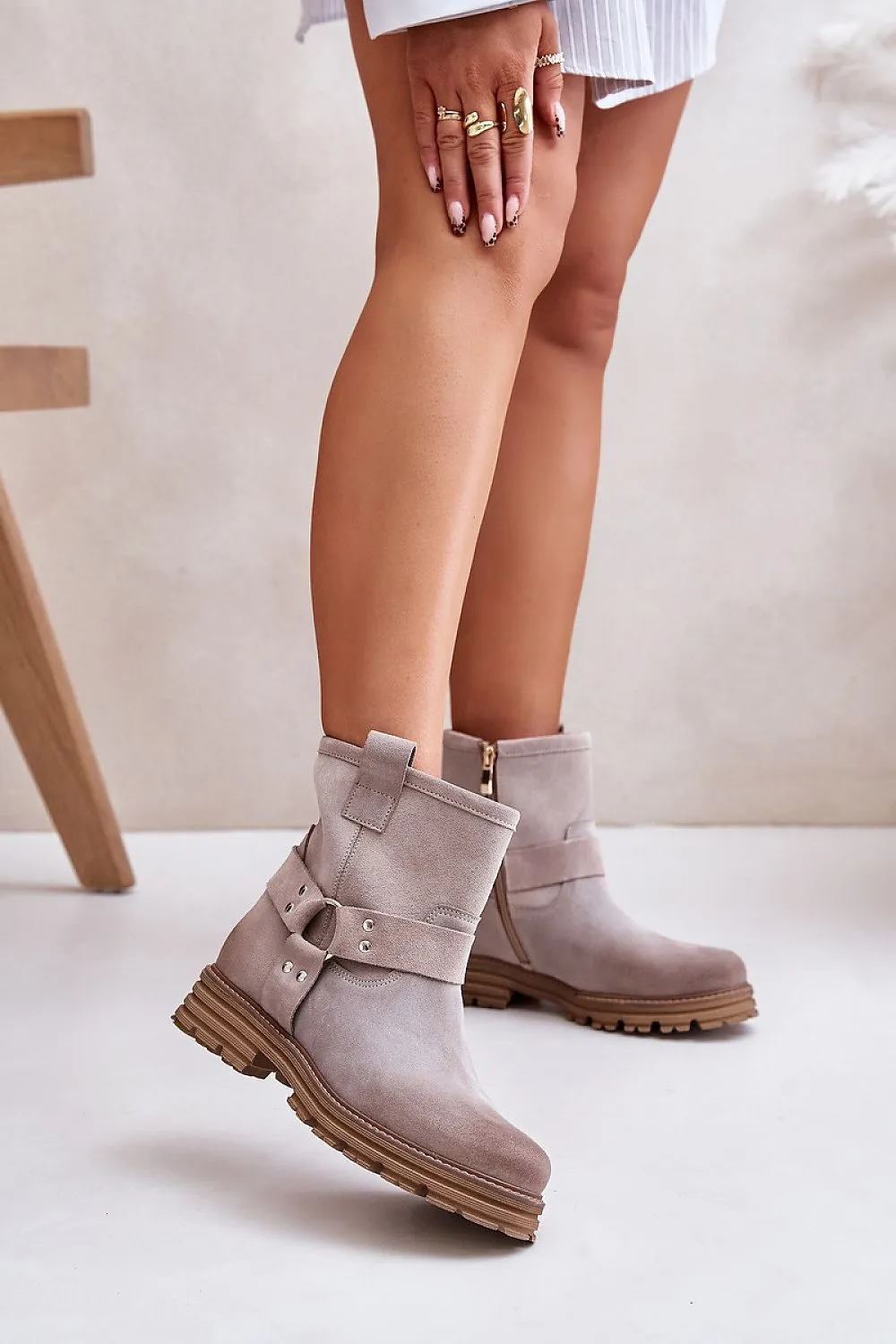 Cross Suede Booties