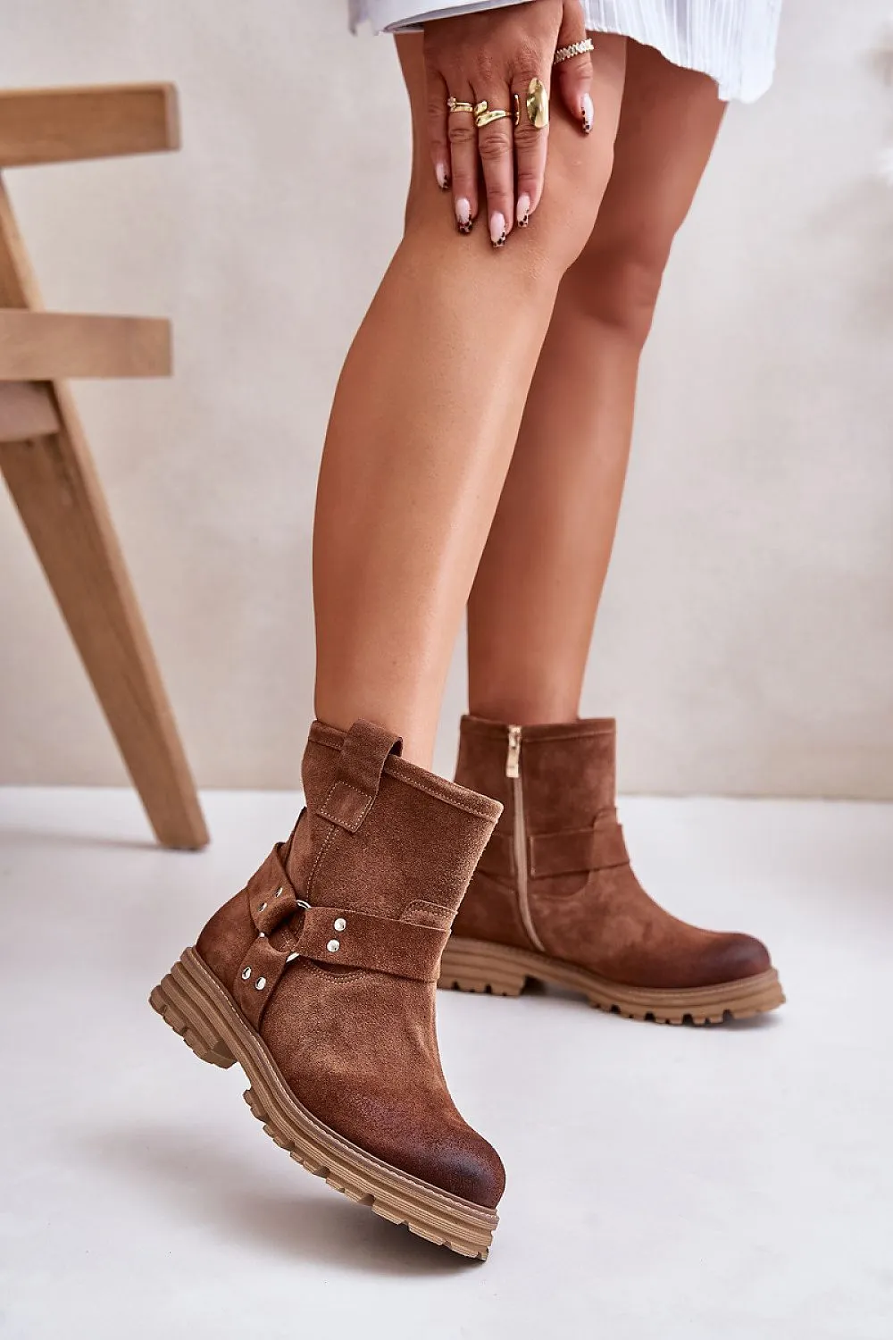 Cross Suede Booties