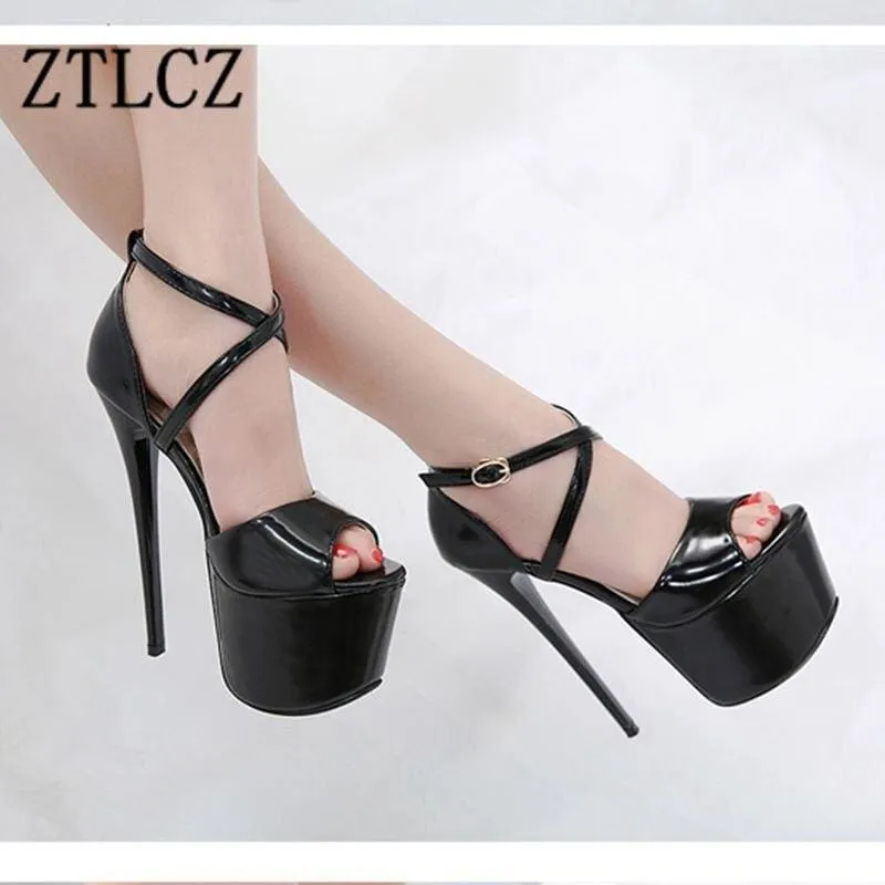 Cross-Tied Buckle Platform Heels Lady Party Pumps