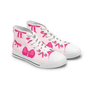 Cute Pink Ribbon Women's High Top Sneakers