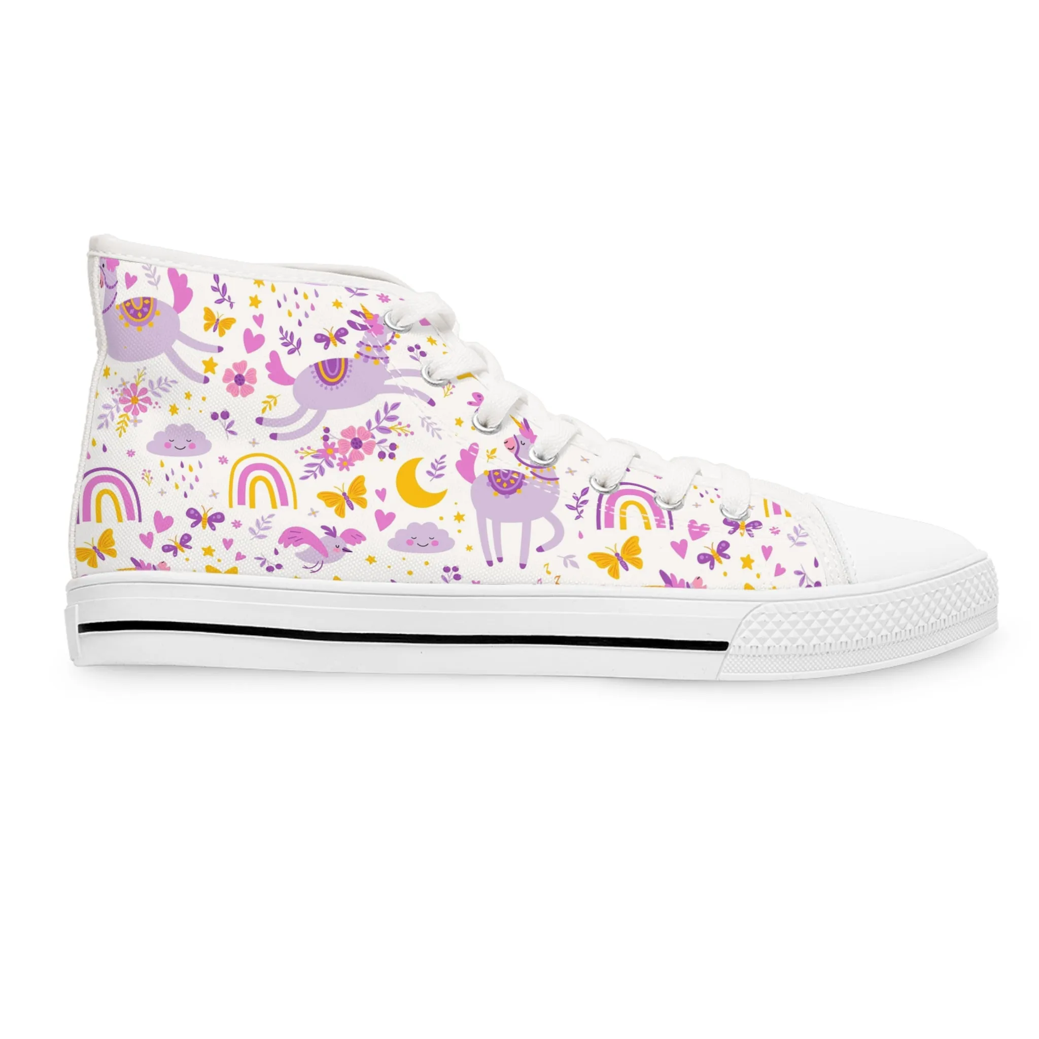 Cute Purple Llama Women's High Top Sneakers