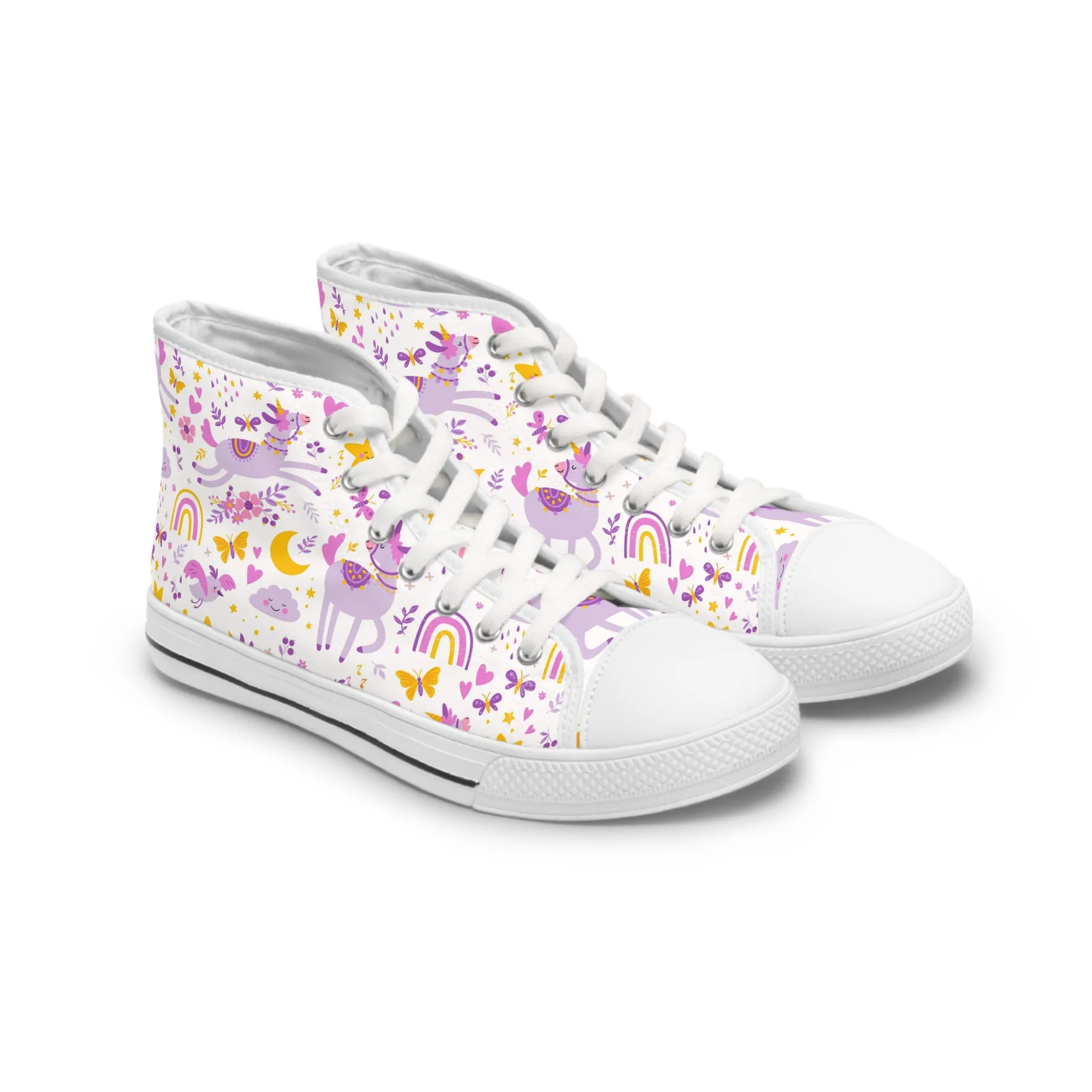 Cute Purple Llama Women's High Top Sneakers