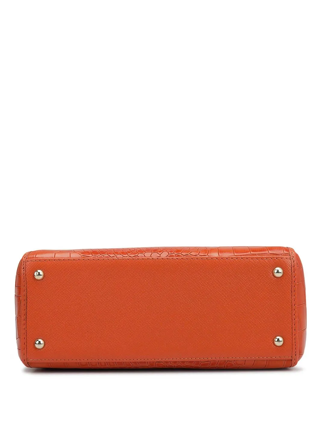 Da Milano Genuine Leather Orange Sling Bag (LSB-01437) (Small)