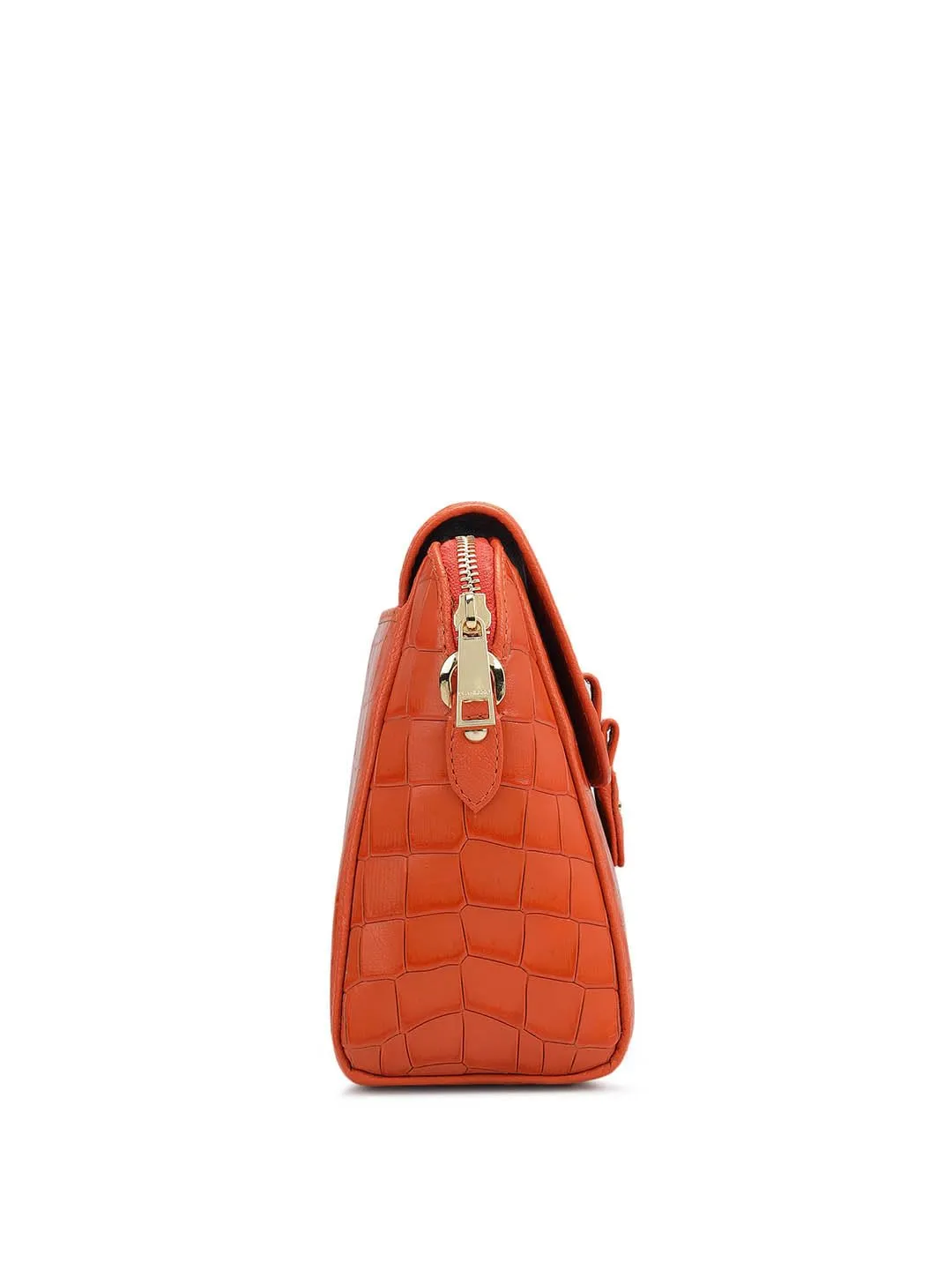 Da Milano Genuine Leather Orange Sling Bag (LSB-01437) (Small)