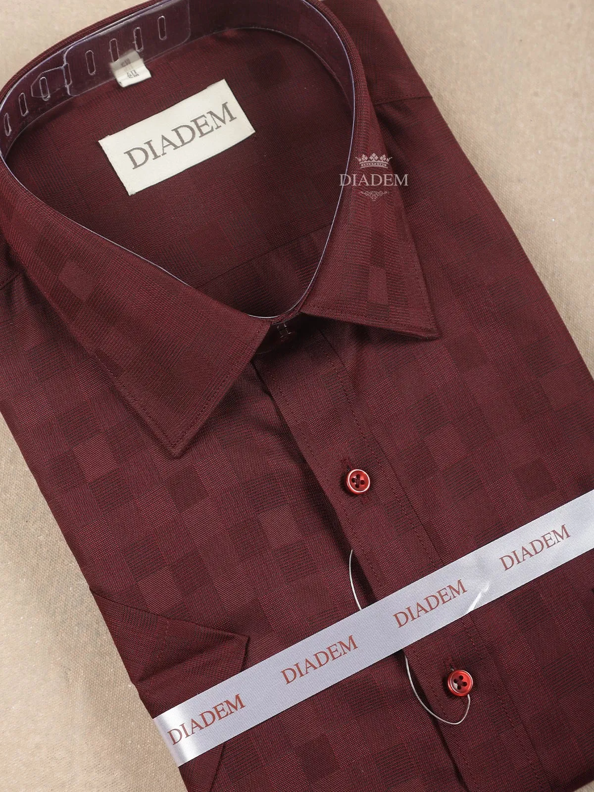 Dark Brown Cotton Shirt with Small Checks, Half Sleeve