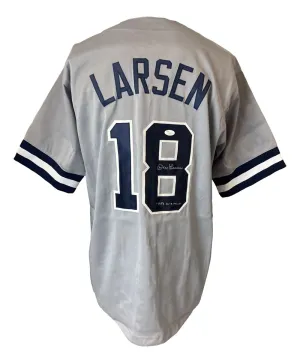 Don Larsen New York Signed Gray Baseball Jersey 1956 WS MVP Inscribed JSA