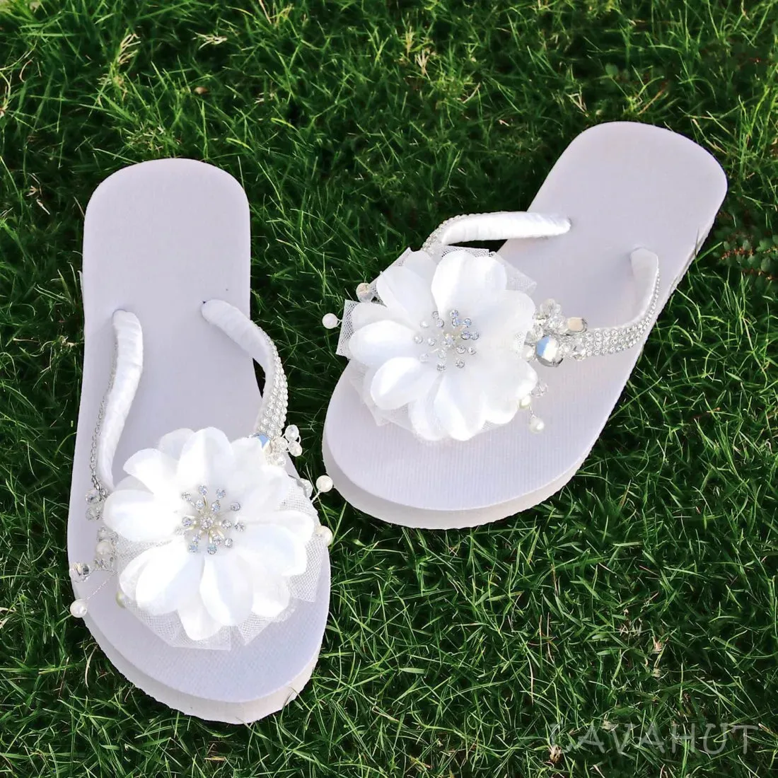 Dreamy White Bridal Flip Flops