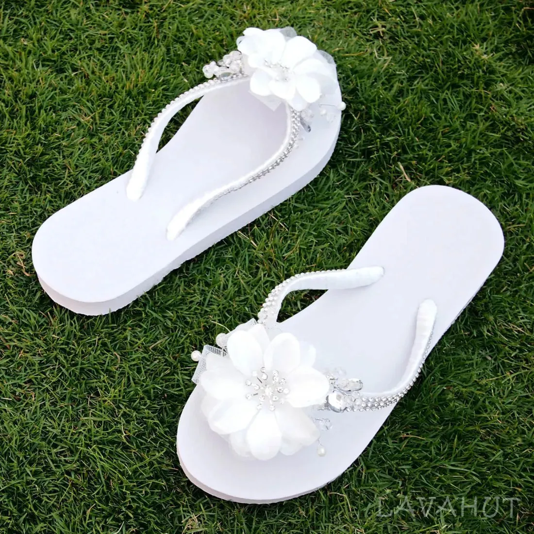 Dreamy White Bridal Flip Flops