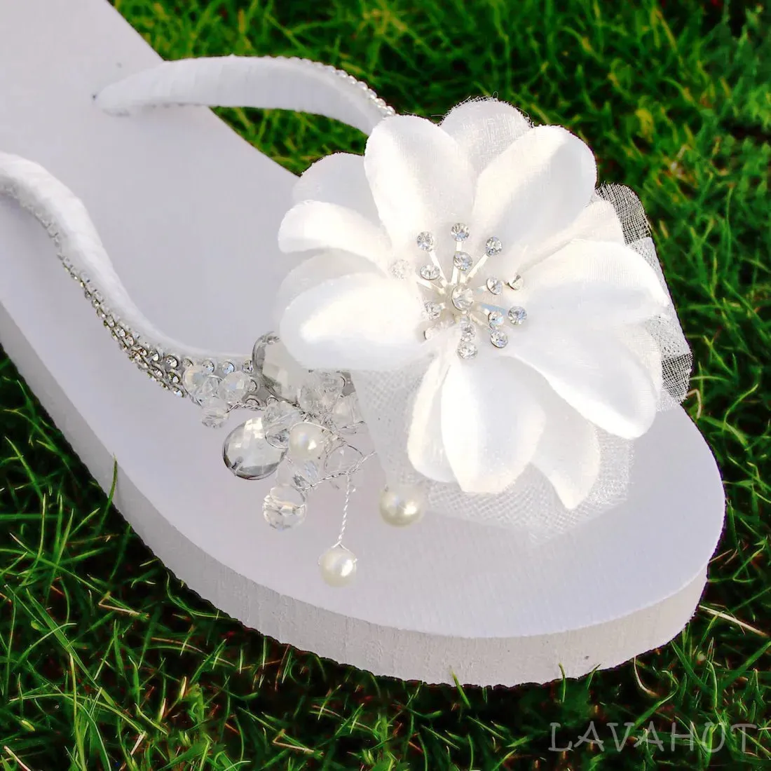 Dreamy White Bridal Flip Flops