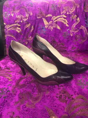 Gina of London 3 tone purple leather vintage shoes UK size 7