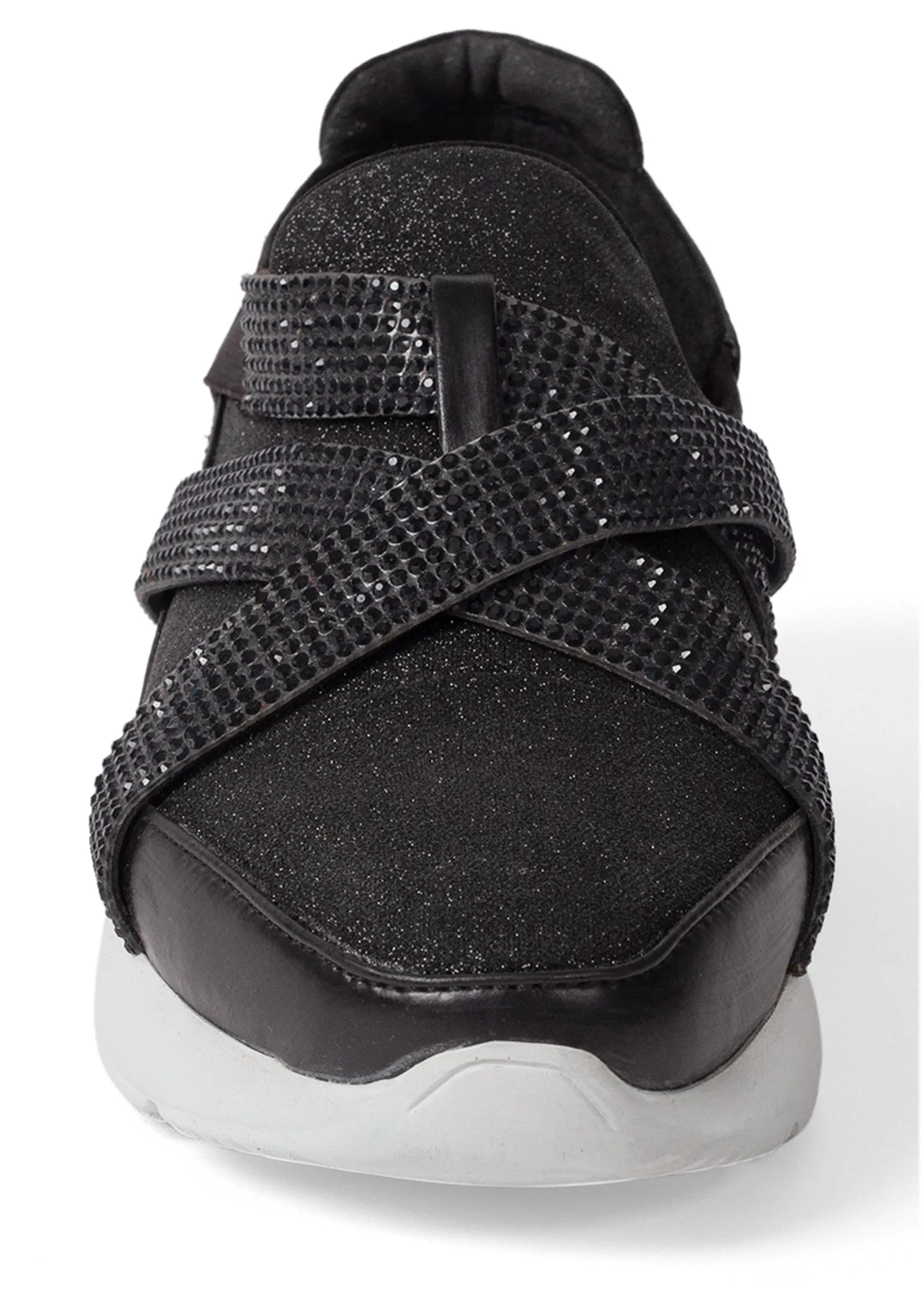 Glitter Wedge Sneakers  - Black