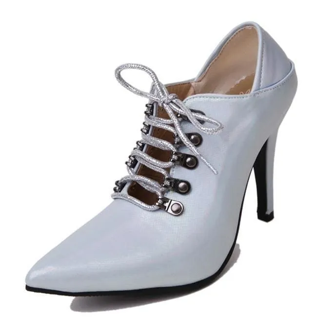 Gothic Ladies Fashion Pointed Toe Cross Tied Extreme High Heels