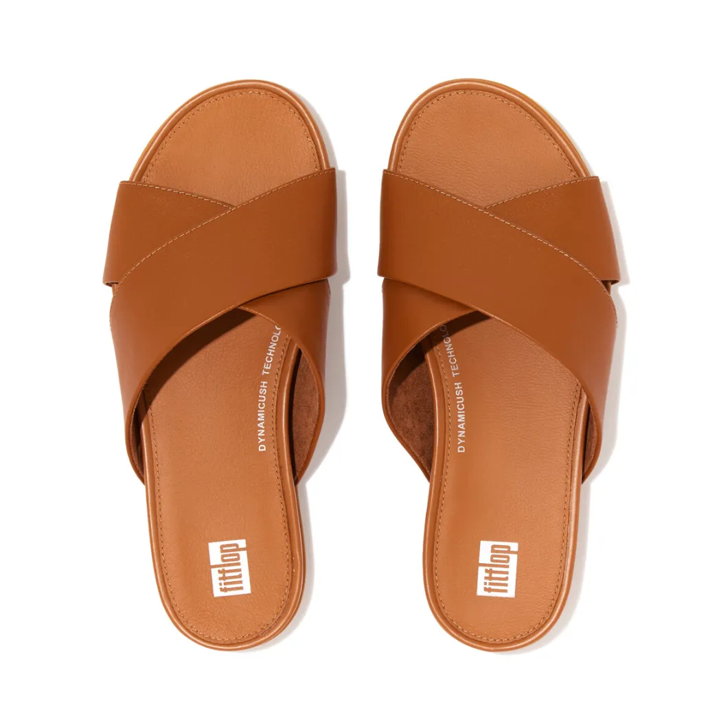 Gracie Leather Cross Slides