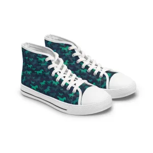 Green Horses Camouflage Women's High Top Sneakers