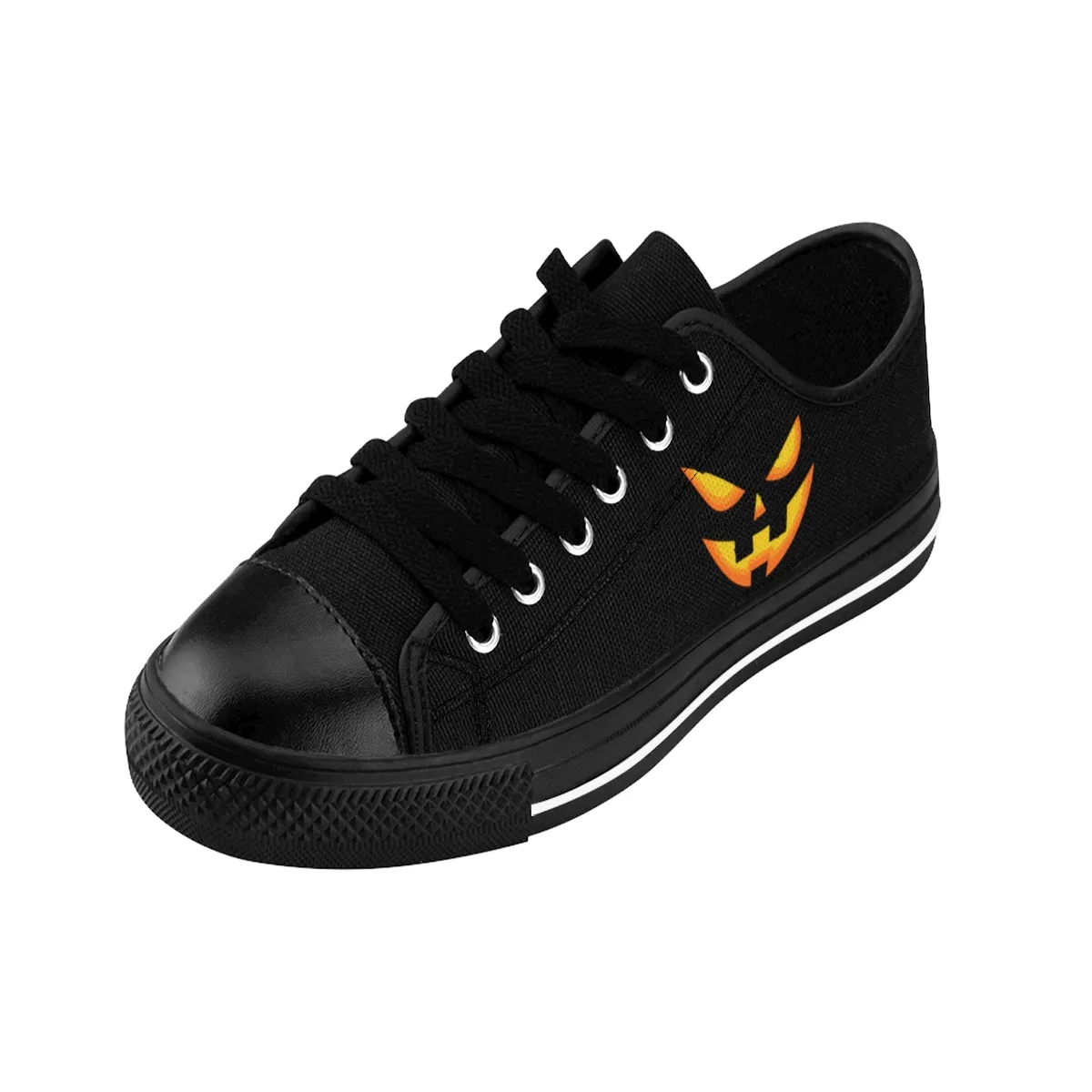 Halloween Pumpkin Face Women's Sneakers, Creepy Orange Premium Casual Fashion Shoes