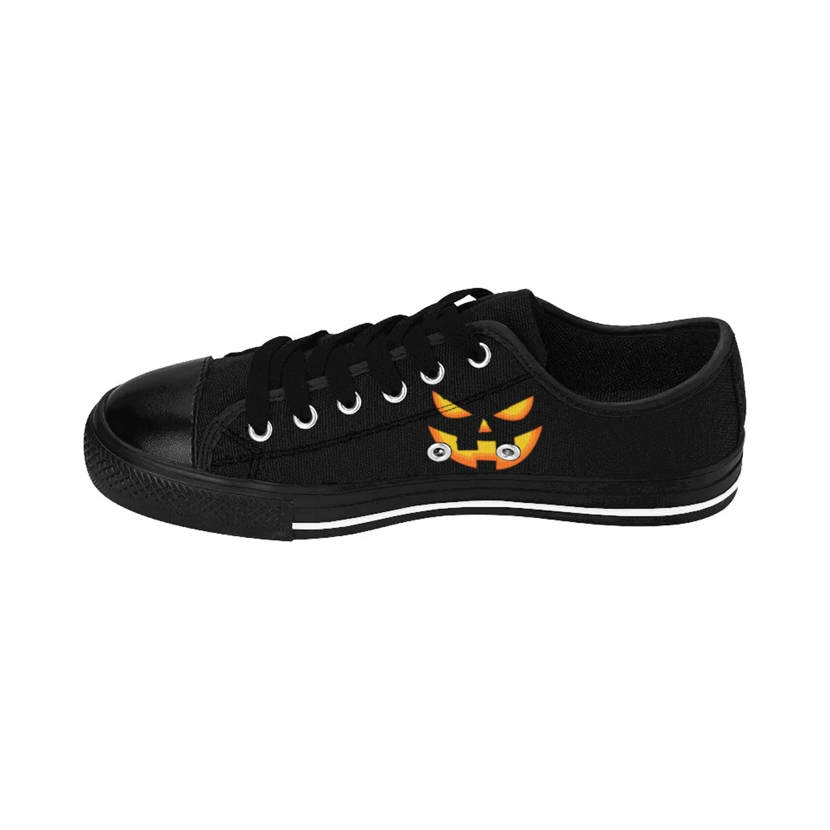 Halloween Pumpkin Face Women's Sneakers, Creepy Orange Premium Casual Fashion Shoes