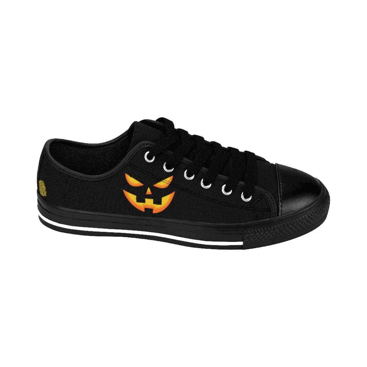 Halloween Pumpkin Face Women's Sneakers, Creepy Orange Premium Casual Fashion Shoes