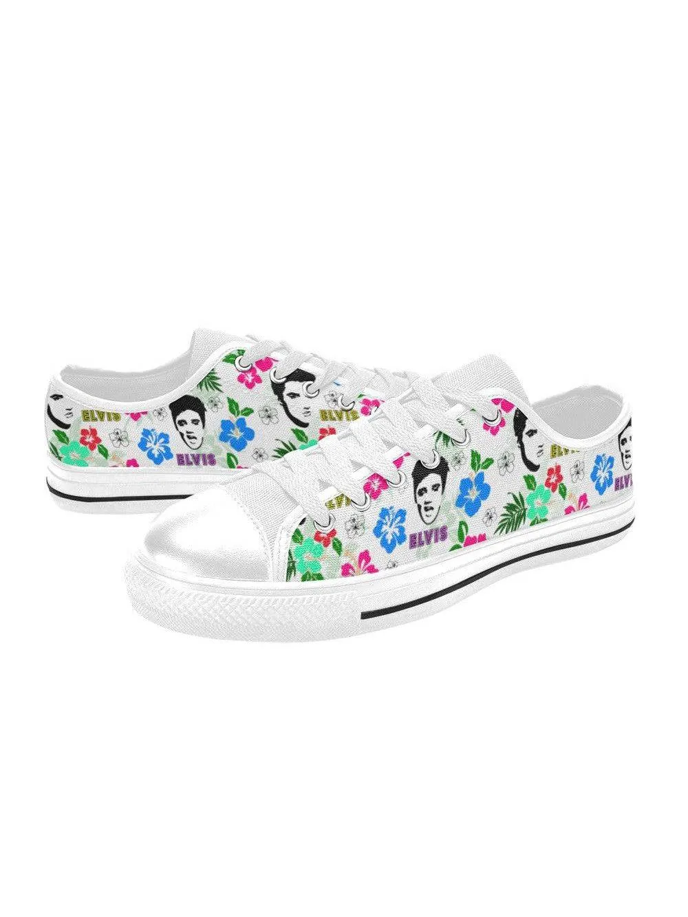 Hawaii Elvis Retro Style Womens Sneakers (White Sole)