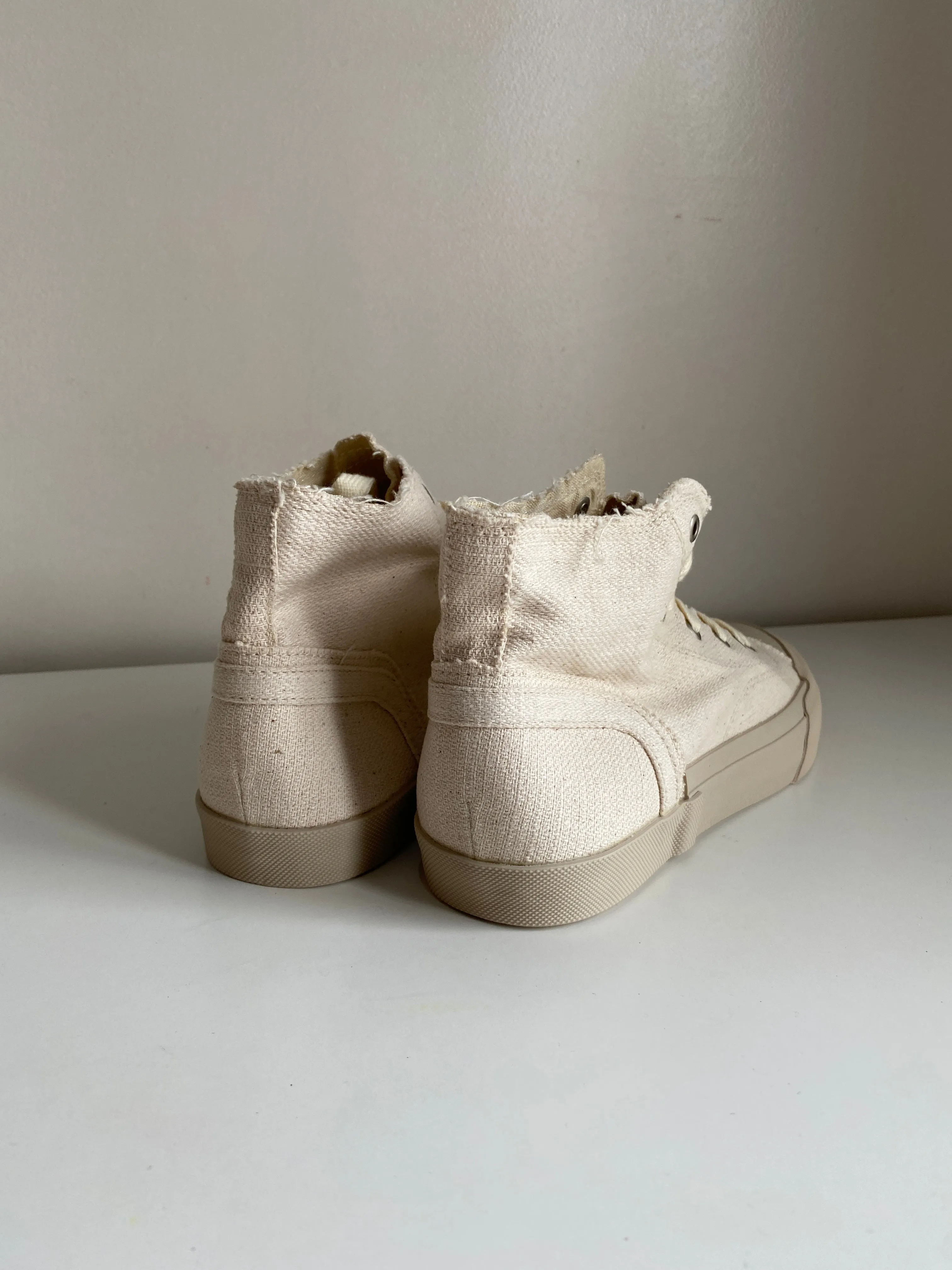 High Top Canvas Sneakers - Bone