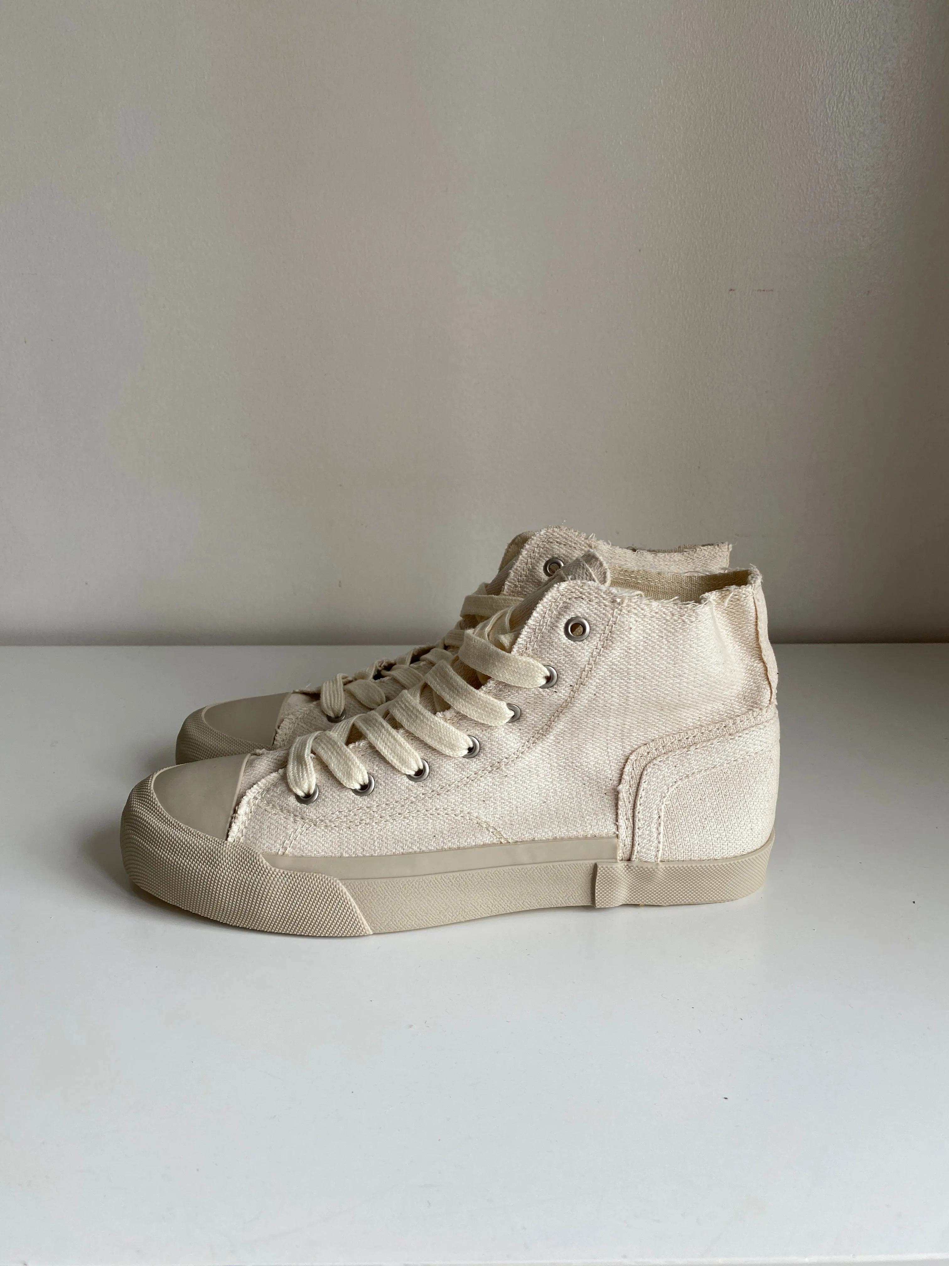 High Top Canvas Sneakers - Bone