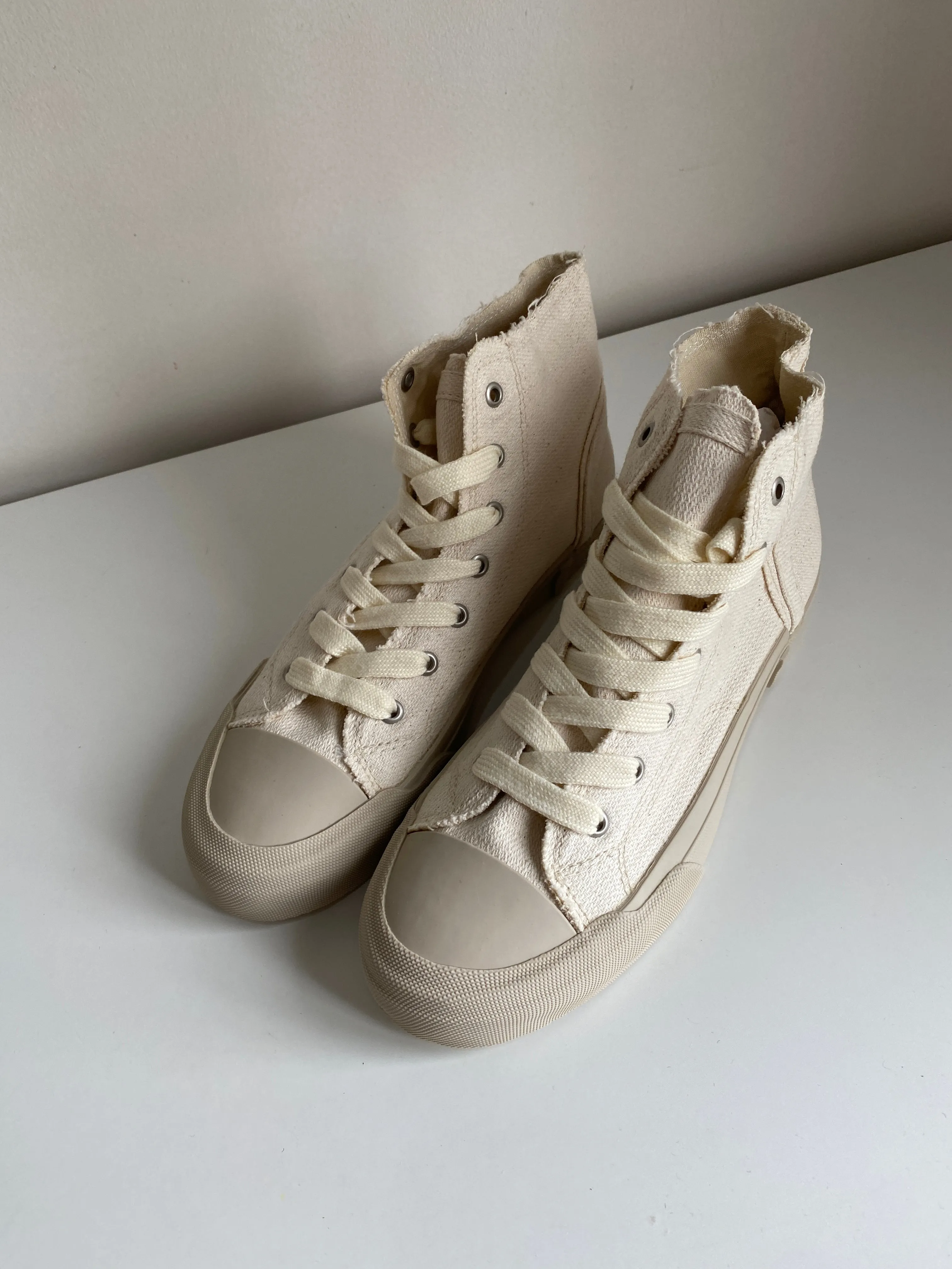 High Top Canvas Sneakers - Bone