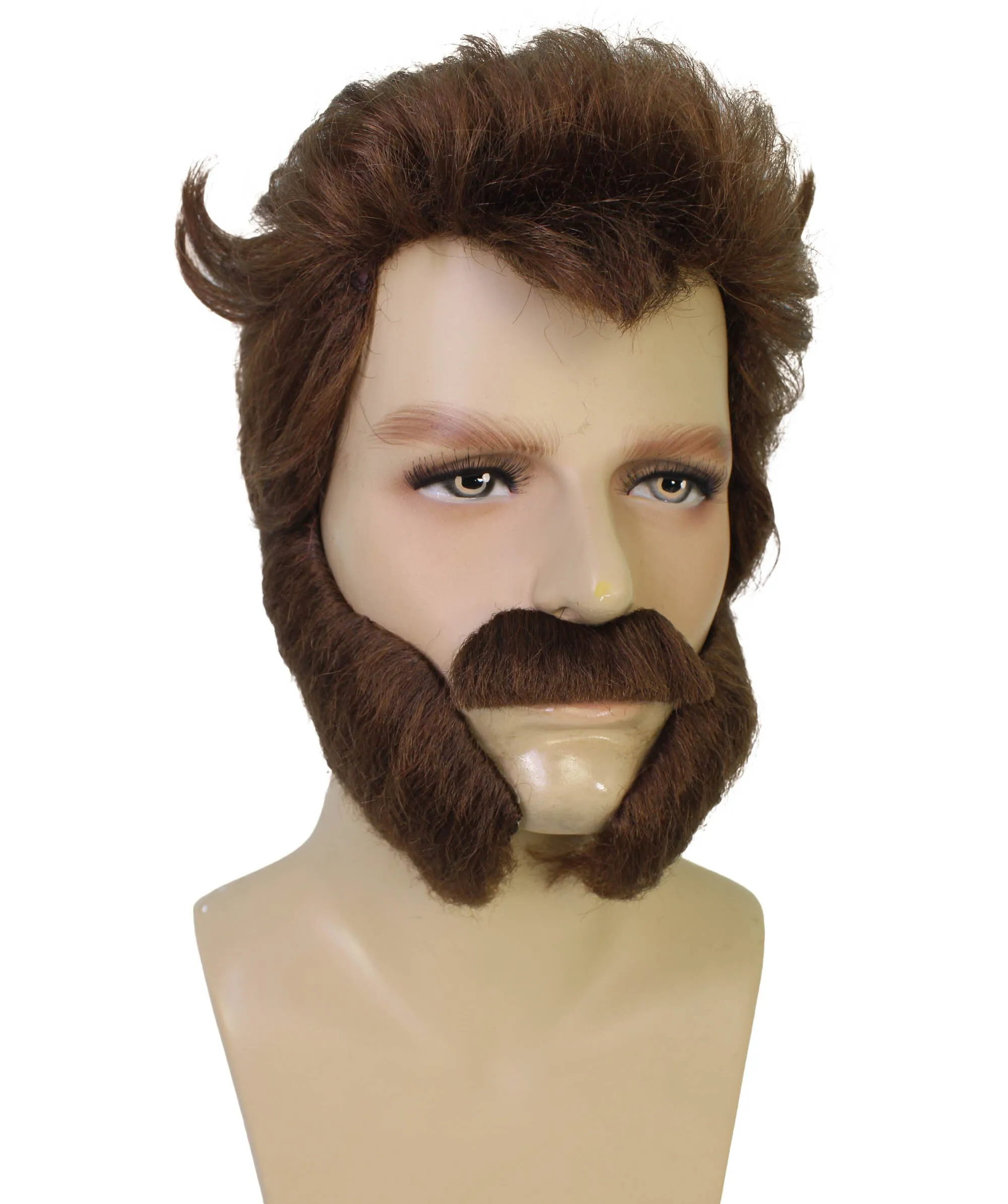 HPO Adult Famous Movie Character Brown Wig and Beard Set | Cosplay Wig | Flame-retardant Synthetic Fiber