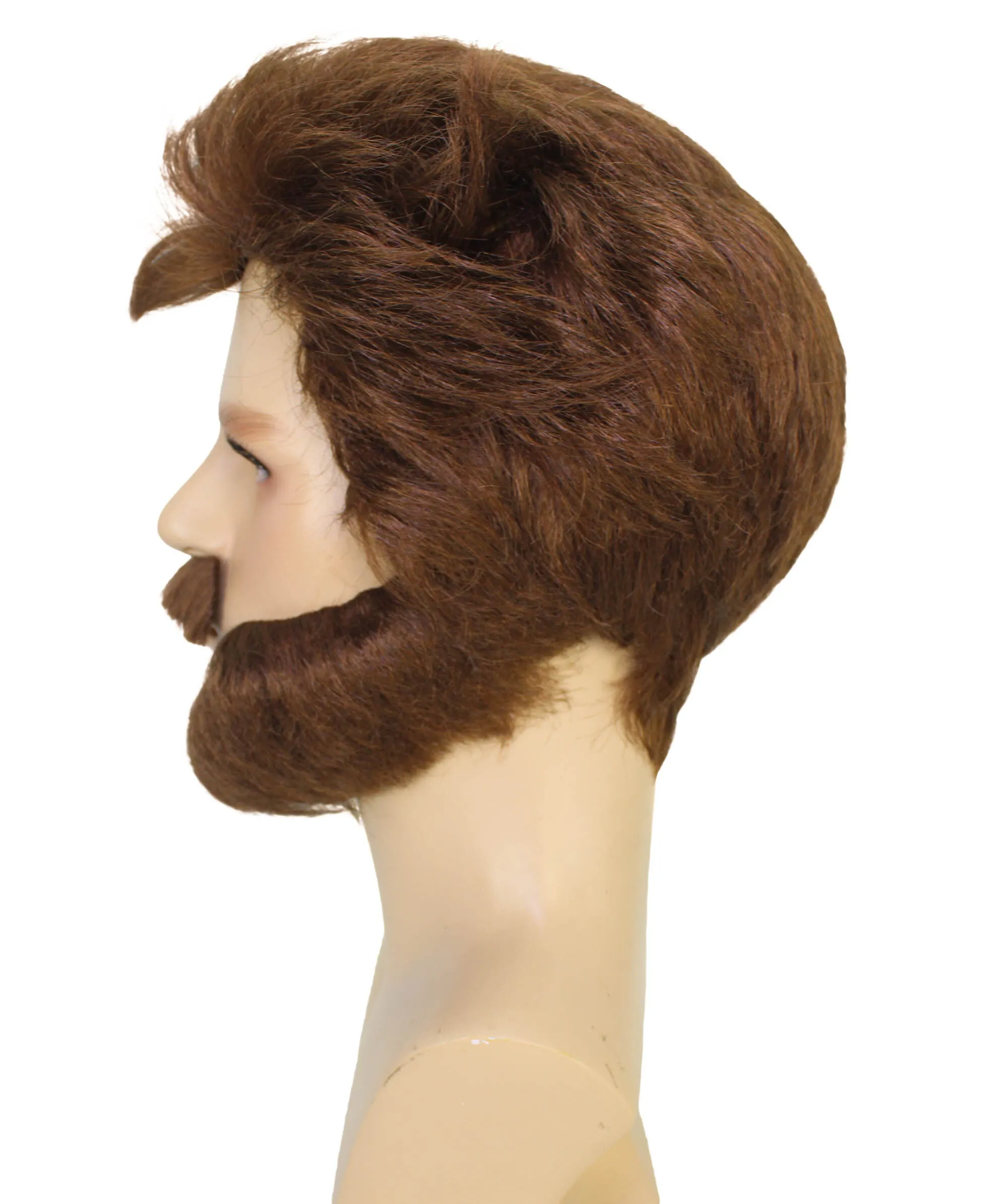 HPO Adult Famous Movie Character Brown Wig and Beard Set | Cosplay Wig | Flame-retardant Synthetic Fiber