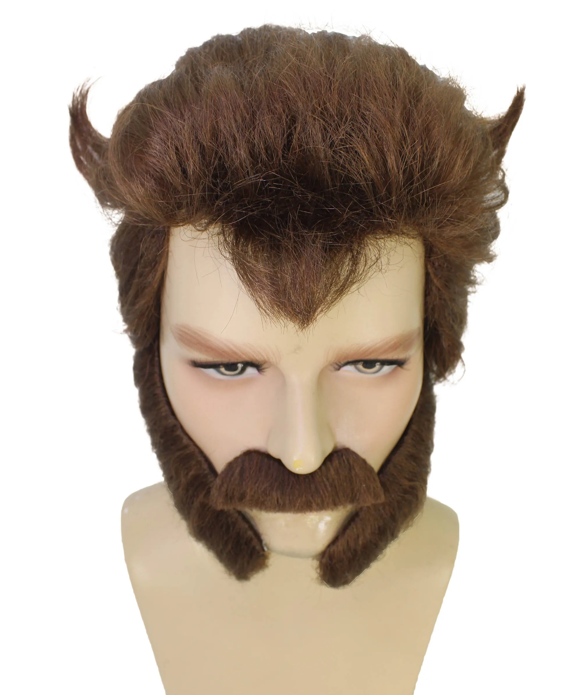 HPO Adult Famous Movie Character Brown Wig and Beard Set | Cosplay Wig | Flame-retardant Synthetic Fiber